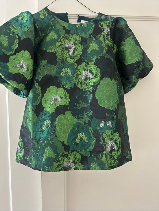 Tuckernuck Tops - NWT TUCKERNUCK green floral jacquard puff sleeve Lyla blouse size small